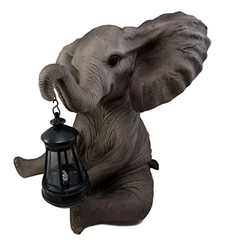 Ebros The Adorable Pachy Elephant Garden Patio Figurine W/ Solar LED Light Lantern Lamp 13.75"H - Image 8