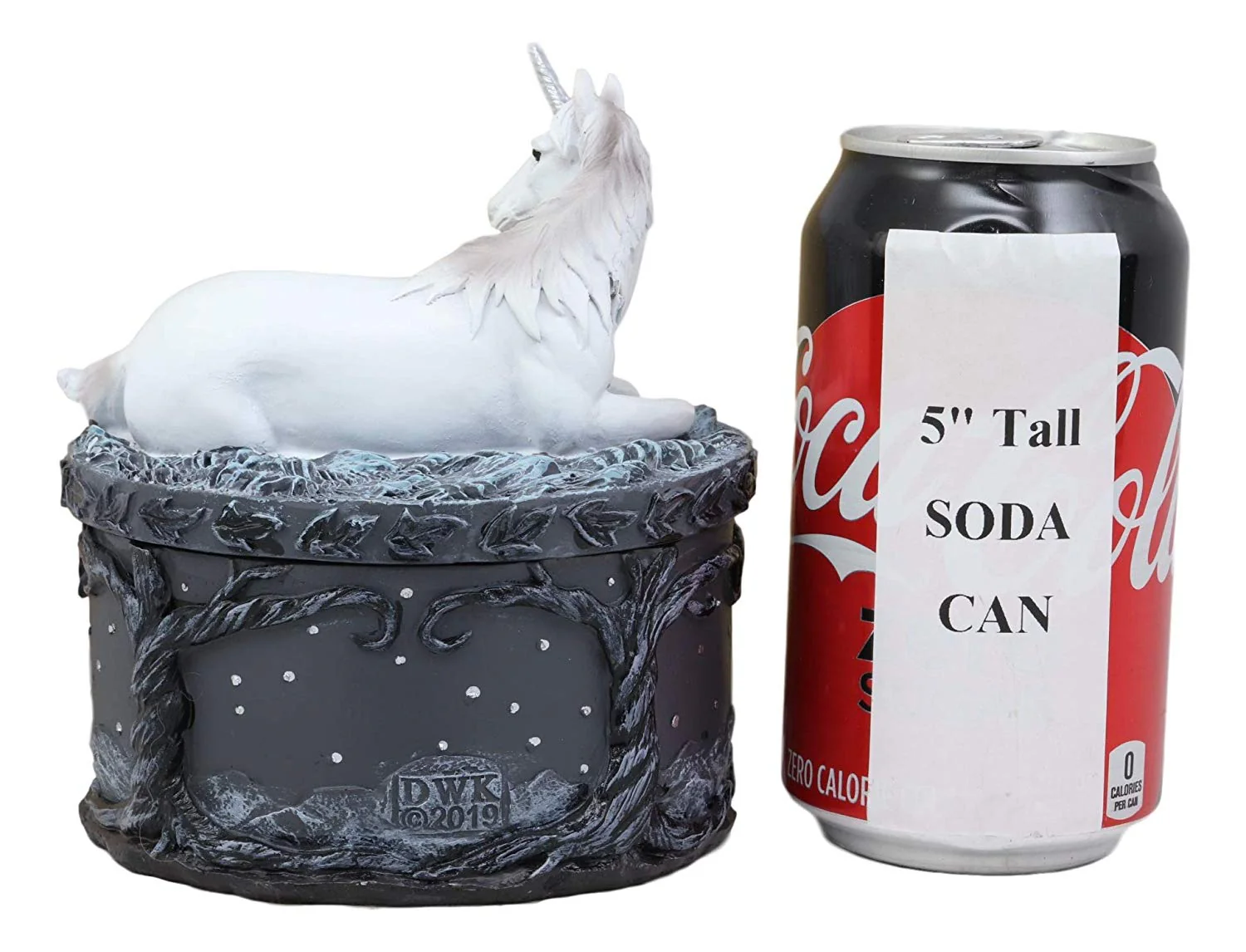 Ebros White Unicorn Starry Night Round Jewelry Box 5.25" H Unicorns Trinket Box - Image 3