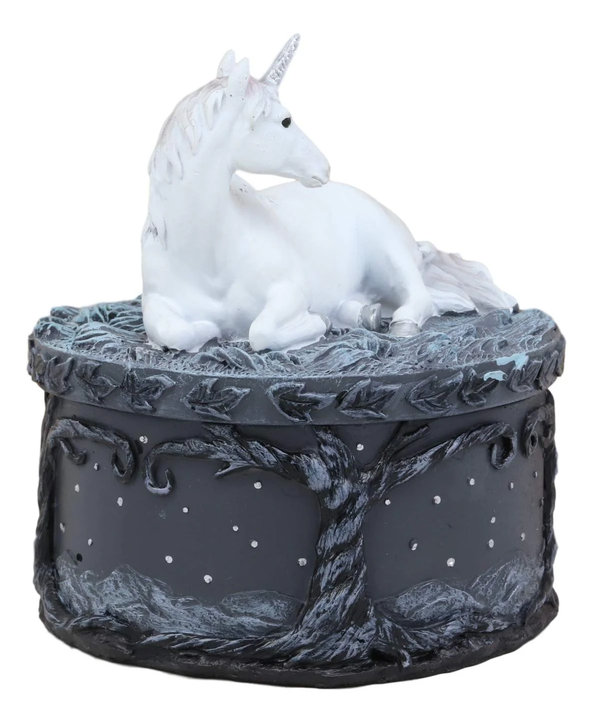 Ebros White Unicorn Starry Night Round Jewelry Box 5.25" H Unicorns Trinket Box - Image 5