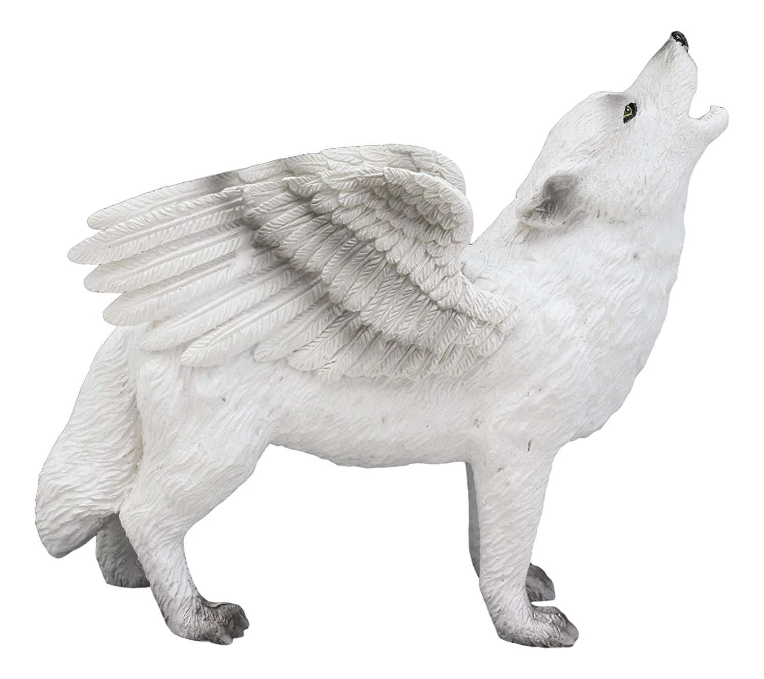 Ebros Snow Angel Wings Native Tribal Howling Wolf Totem Spirit Figurine Collection 6"L - Image 2