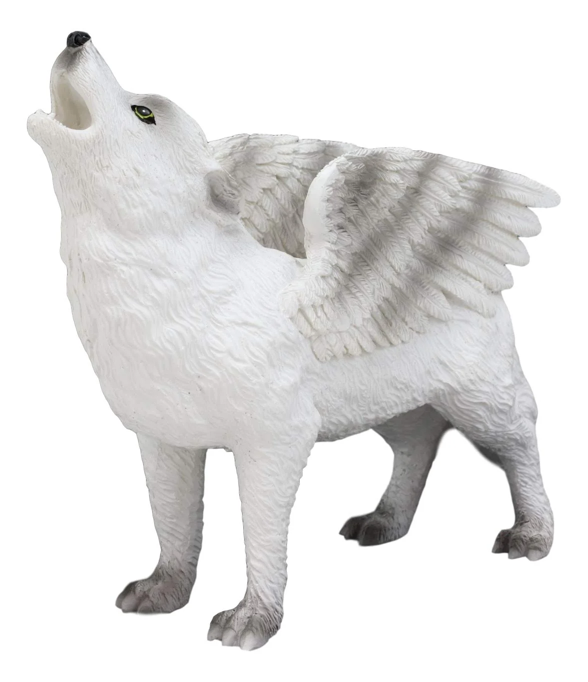 Ebros Snow Angel Wings Native Tribal Howling Wolf Totem Spirit Figurine Collection 6"L - Image 3