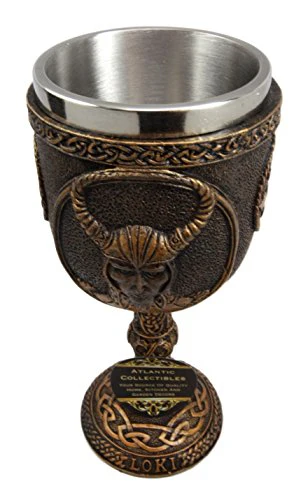 Ebros Gift Norse Mythology Shapeshifter Trickster God Jotunn Loki 6oz Resin Wine Goblet Chalice With Stainless Steel Liner - Image 2