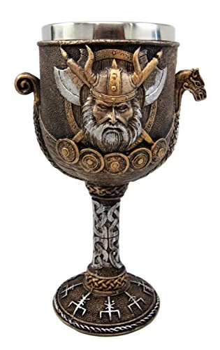 Ebros Odin Warlord Dragon Longship 7oz Resin Wine Goblet Chalice Steel Liner - Image 3