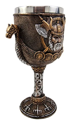 Ebros Odin Warlord Dragon Longship 7oz Resin Wine Goblet Chalice Steel Liner - Image 4