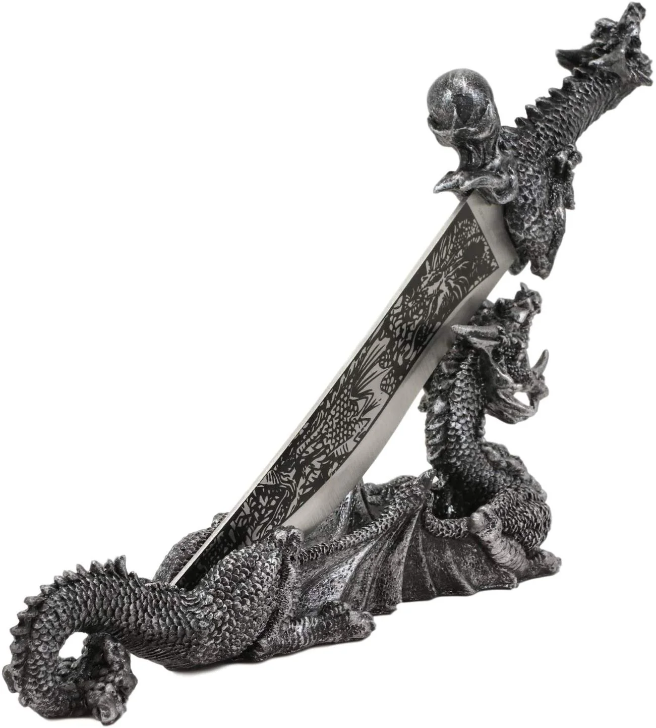 Ebros Gift Obsidian Athame Dragon Blade Letter Opener with Drake Base Stand Set - Image 5