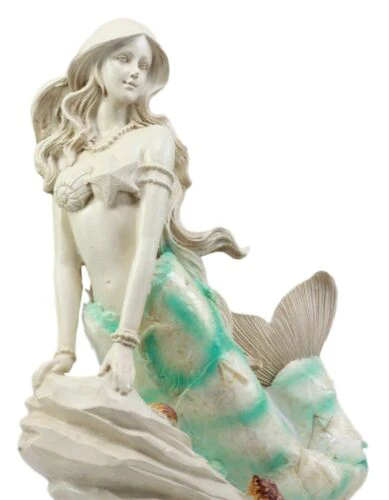 Ebros Ocean Ariel Mermaid Sitting On Sea Rock Figurine 11.5"H Aquamarine Goddess - Image 3