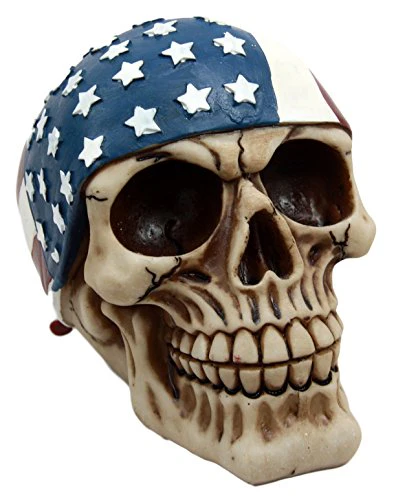 Independence Day Patriotic Skull With US Flag Banner Bandana Decorative Figurine - Image 2