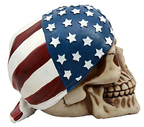 Independence Day Patriotic Skull With US Flag Banner Bandana Decorative Figurine - Image 3