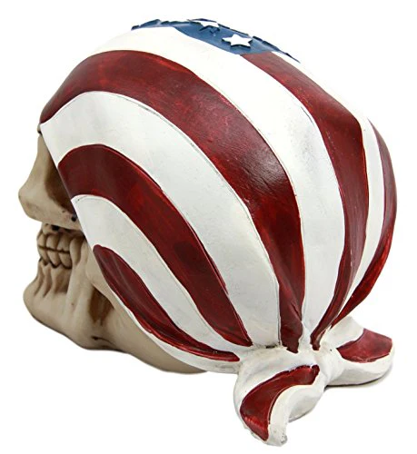 Independence Day Patriotic Skull With US Flag Banner Bandana Decorative Figurine - Image 4