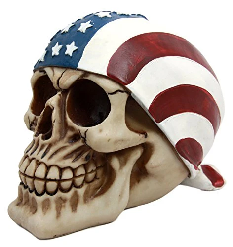 Independence Day Patriotic Skull With US Flag Banner Bandana Decorative Figurine - Image 5
