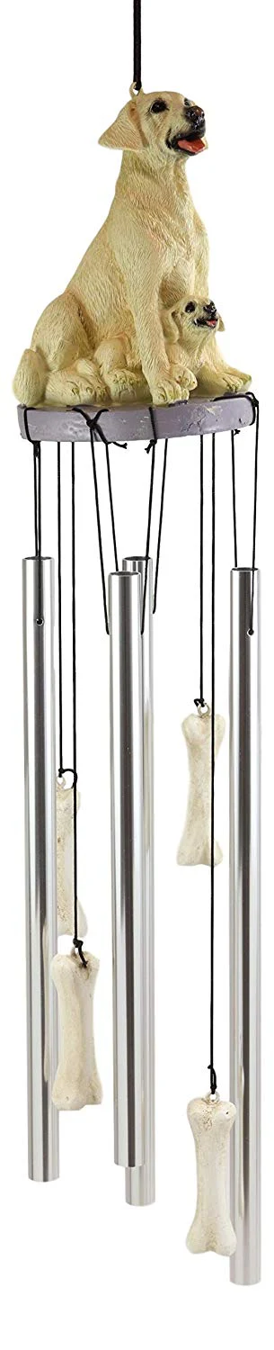Pedigree Dogs Golden Retriever Dog With Puppy Figurine Top Resonant Wind Chime - Image 5