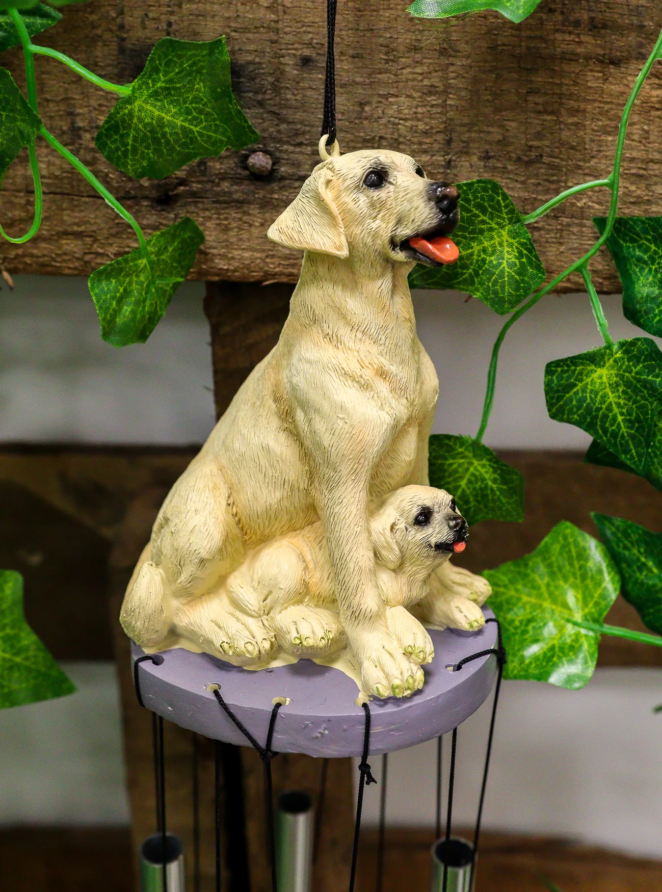 Pedigree Dogs Golden Retriever Dog With Puppy Figurine Top Resonant Wind Chime - Image 6