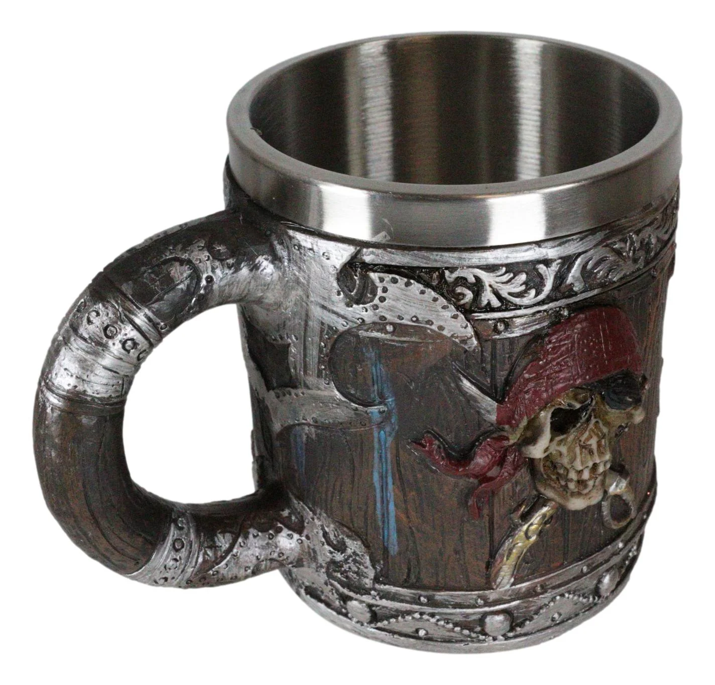 Ebros Gift Pirates of Caribbean Seas Bandana Skull With Cross Swords Tankard Coffee Beer Mug Cup - Image 4