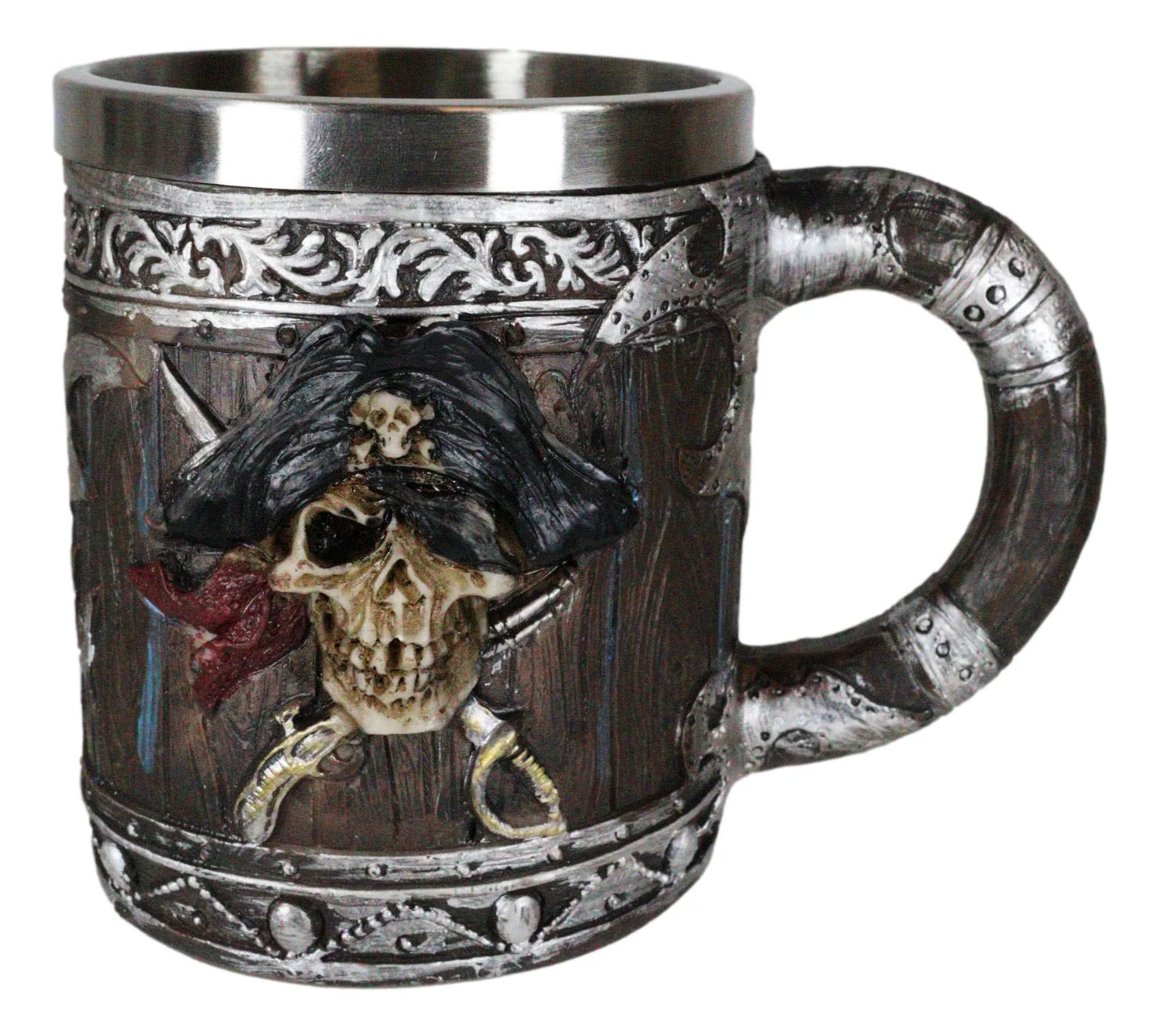 Ebros Gift Pirates of Caribbean Seas Bandana Skull With Cross Swords Tankard Coffee Beer Mug Cup - Image 6