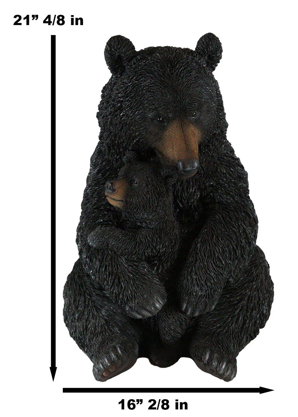 Ebros Large Rustic Forest Black Mother Bear Cuddling Baby Cub Statue 21.5" Tall - Image 2