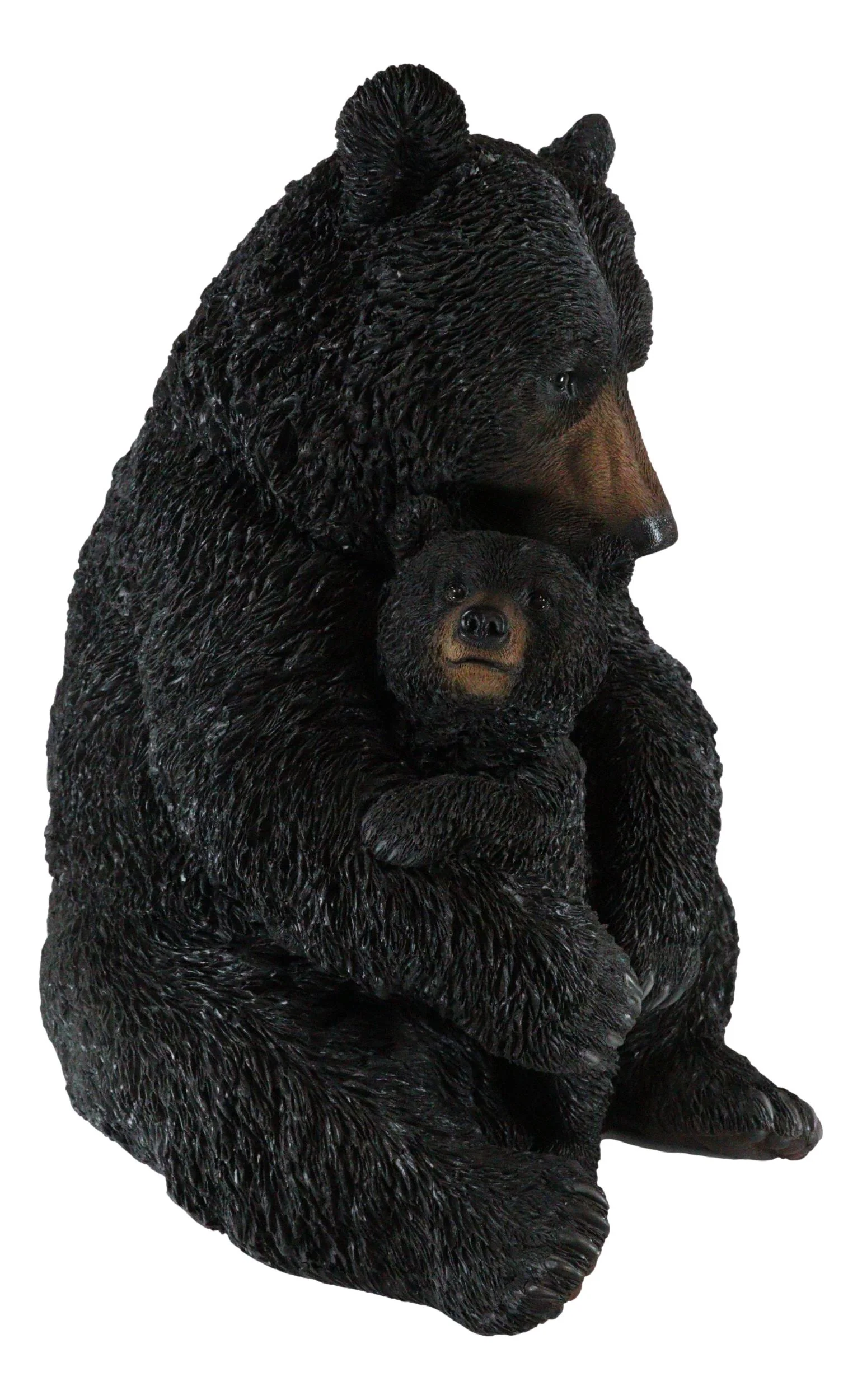 Ebros Large Rustic Forest Black Mother Bear Cuddling Baby Cub Statue 21.5" Tall - Image 4