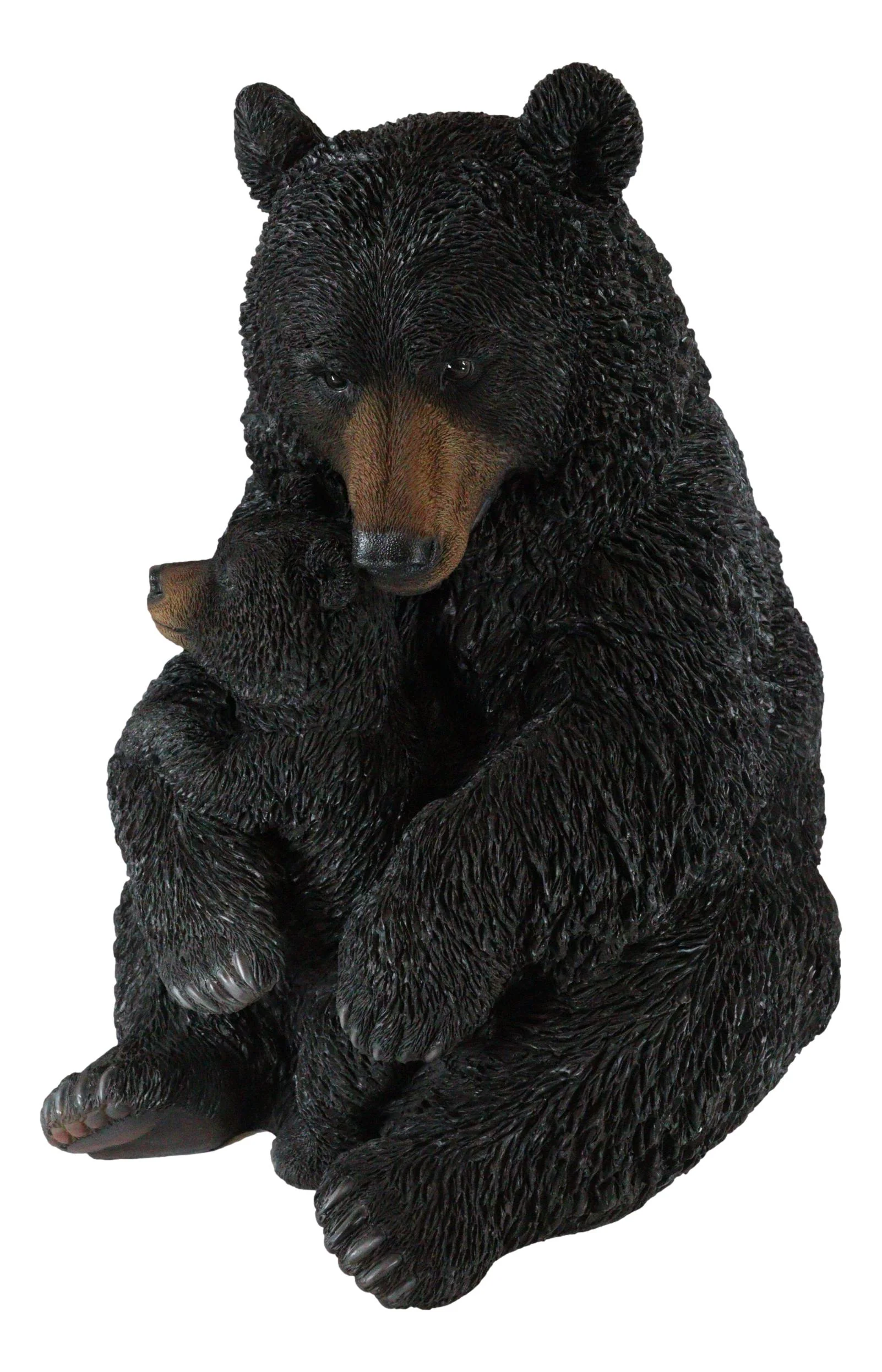 Ebros Large Rustic Forest Black Mother Bear Cuddling Baby Cub Statue 21.5" Tall - Image 6