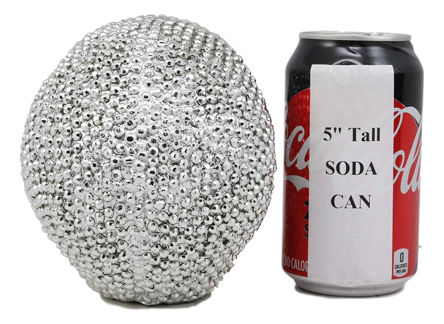 Ebros Gift Realistic Chrome Silver Bead Stone Bling Skull Figurine 6.25" L - Image 4