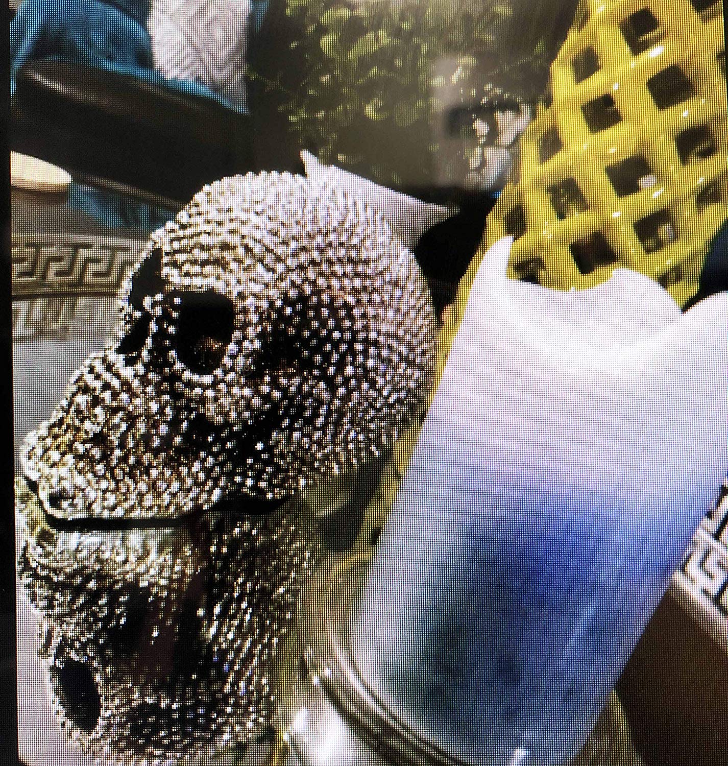 Ebros Gift Realistic Chrome Silver Bead Stone Bling Skull Figurine 6.25" L - Image 6