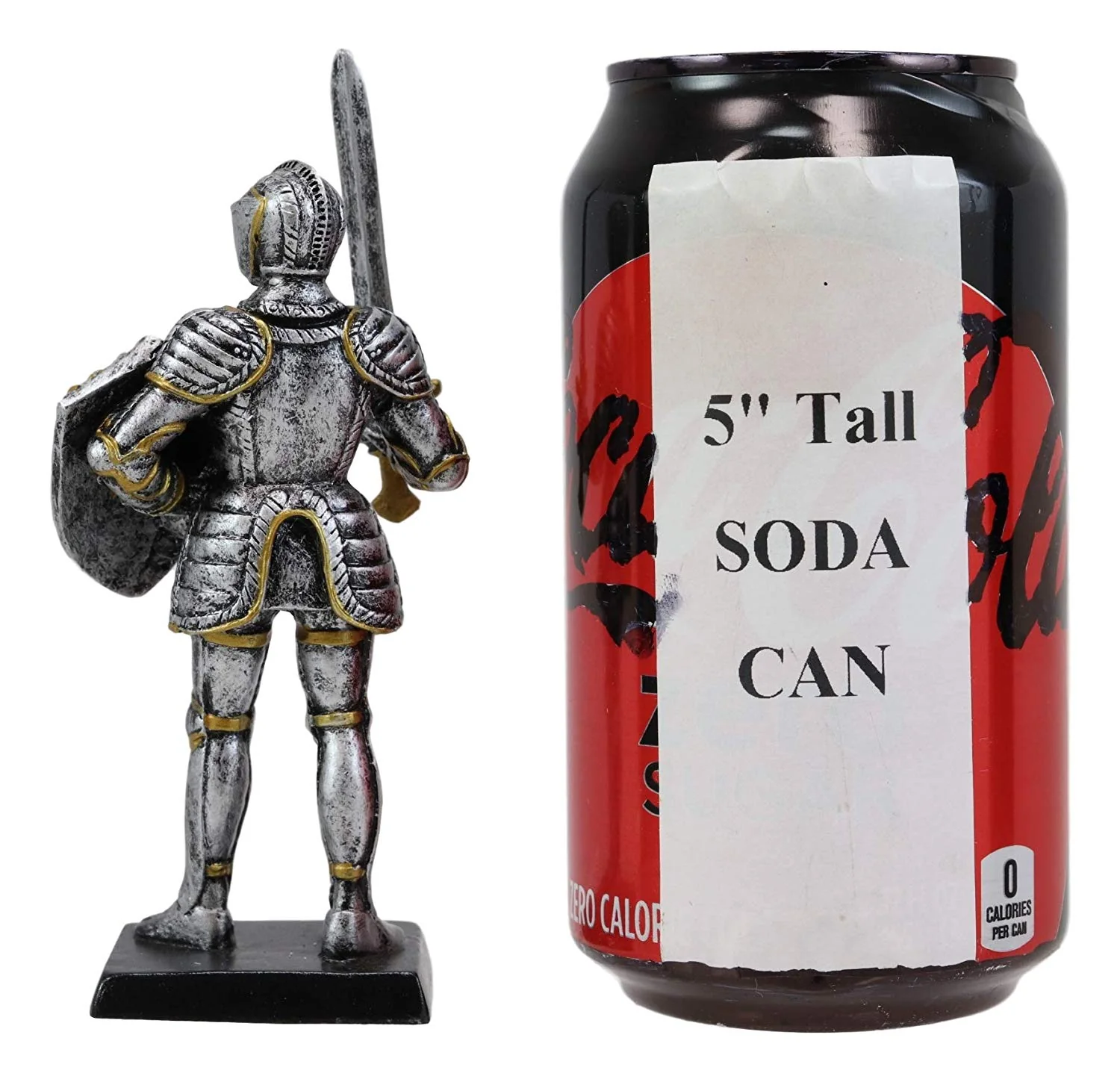 Ebros Gift Renaissance Medieval Royal Knight with Long Sword and Large Shield Figurine 5" H Suit of Armor Dollhouse Miniature Knights Sculpture Decor European Empire War Soldier Statue - Image 4