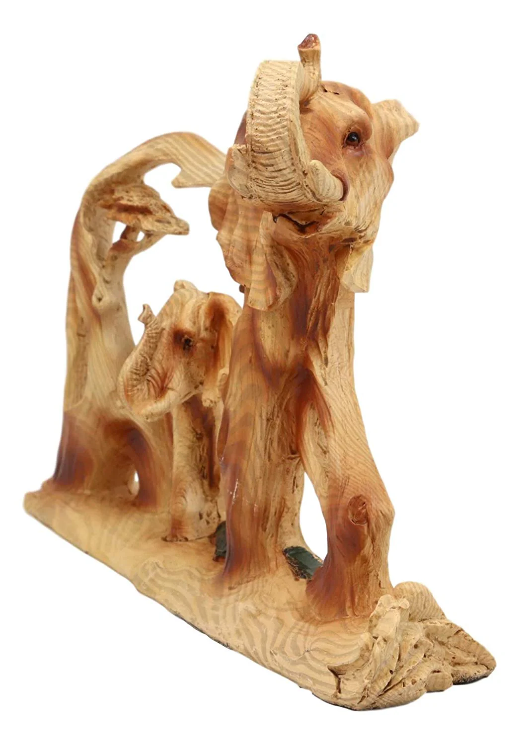 Ebros Gift Wood Decorative African Elephant in Savanna Grassland Scene 12" - Image 2