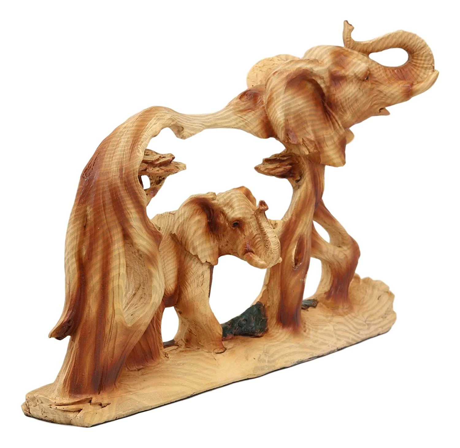 Ebros Gift Wood Decorative African Elephant in Savanna Grassland Scene 12" - Image 6