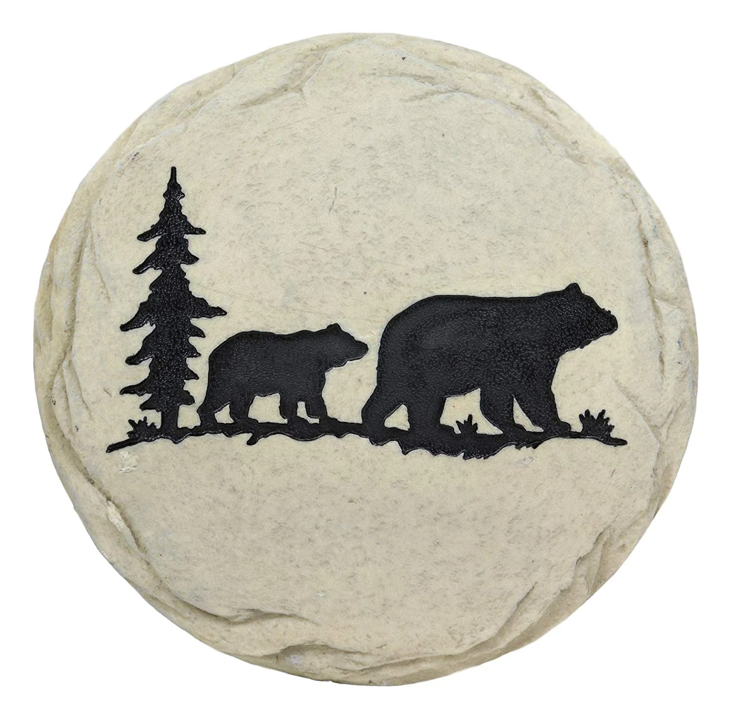 Ebros Gift Rustic Wildlife Pine Tree Forest Trail Black Bear Mother and Cub Faux Stone Resin Garden Stepping Stones 9" Diameter Decorative Cabin Lodge Mountain Gardening Accent Decor (2) - Image 3