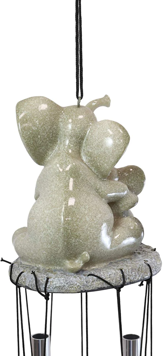 Safari Savanna Elephant Family Bonding Time Figurine Crown Top Wind Chime Decor - Image 6
