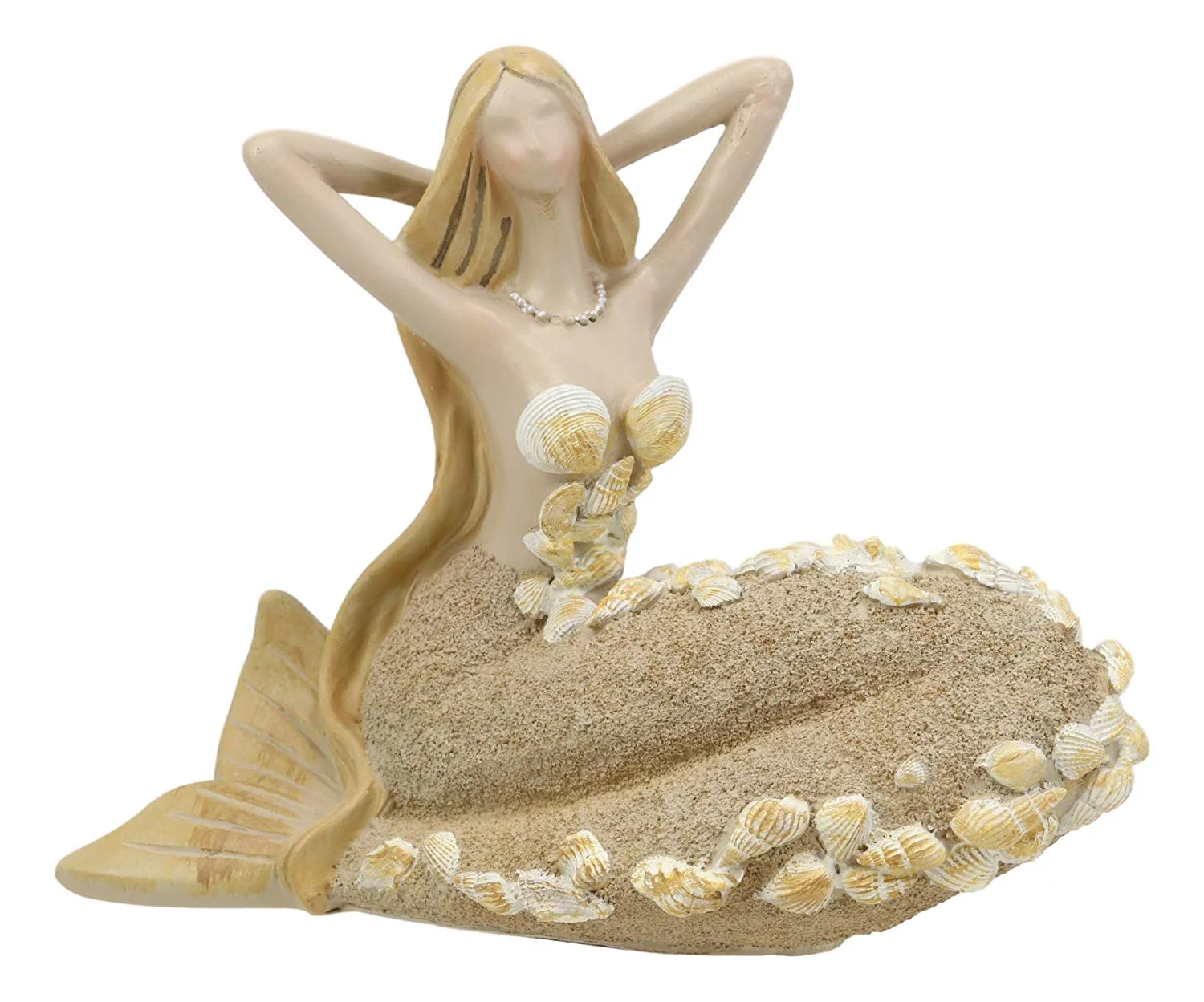 Ebros Nautical Sand Brown Abstract Mermaid With Sea Shell Ornaments Figurine - Image 3