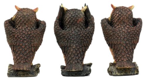 Ebros See Hear Speak No Evil Forest Owls Figurine Set Wisdom Of The Woods Decor - Image 2