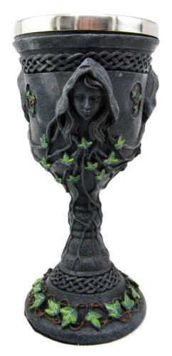 Ebros Gift Triple Goddess Wine Goblet Chalice 10oz Cup Wiccan Ritual Mother Maiden Crone Decor - Image 3