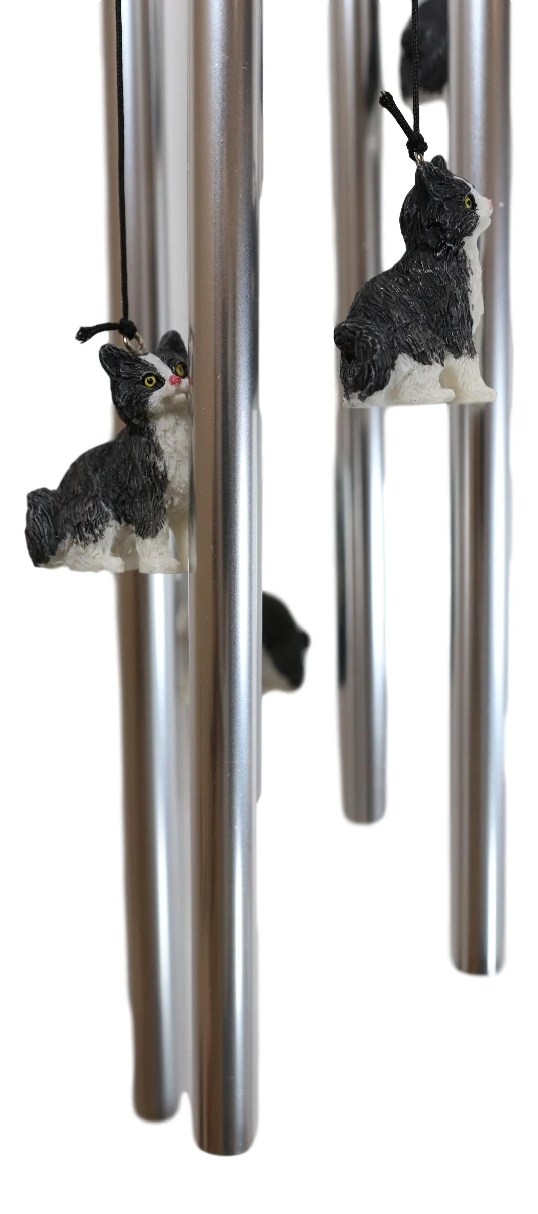 Ebros Tuxedo Black Kitty Cat with Fish Bowl Resonant Wind Chime 18.5"H Garden - Image 10