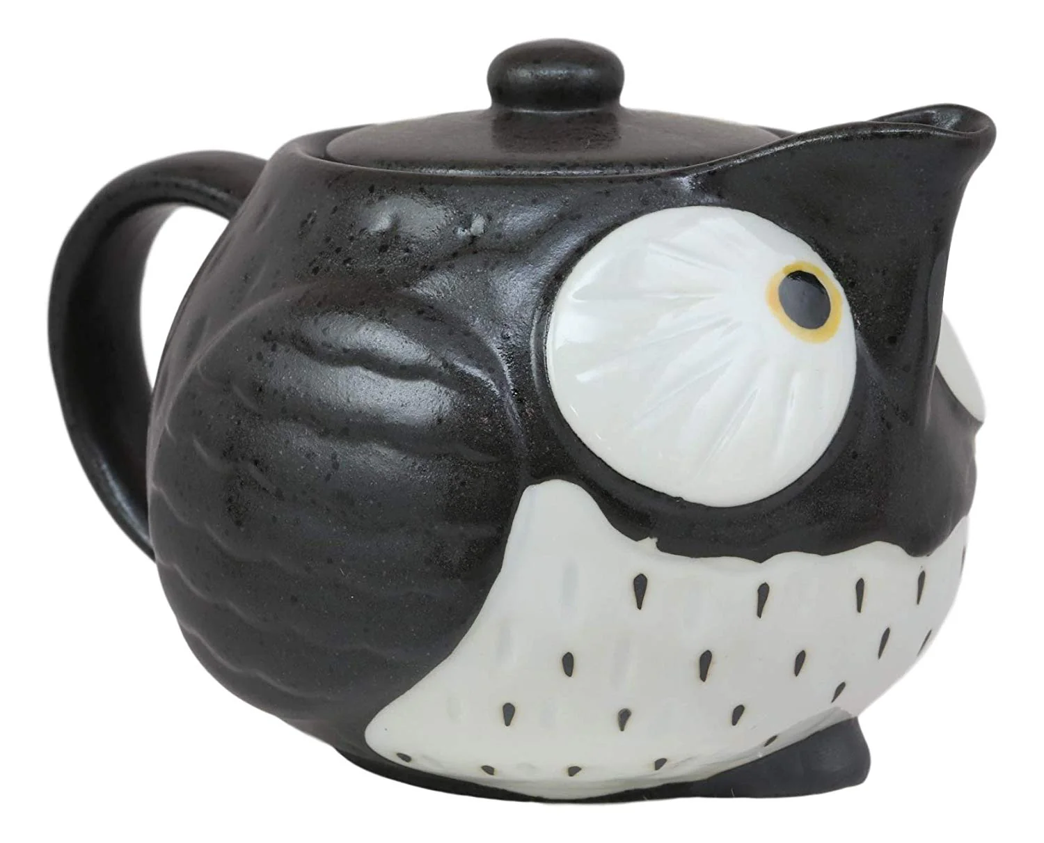Ebros Whimsical Black Fat Spotted Owl Ceramic 16oz Tea Pot With 2 Cups Set Owls Decor - Image 6