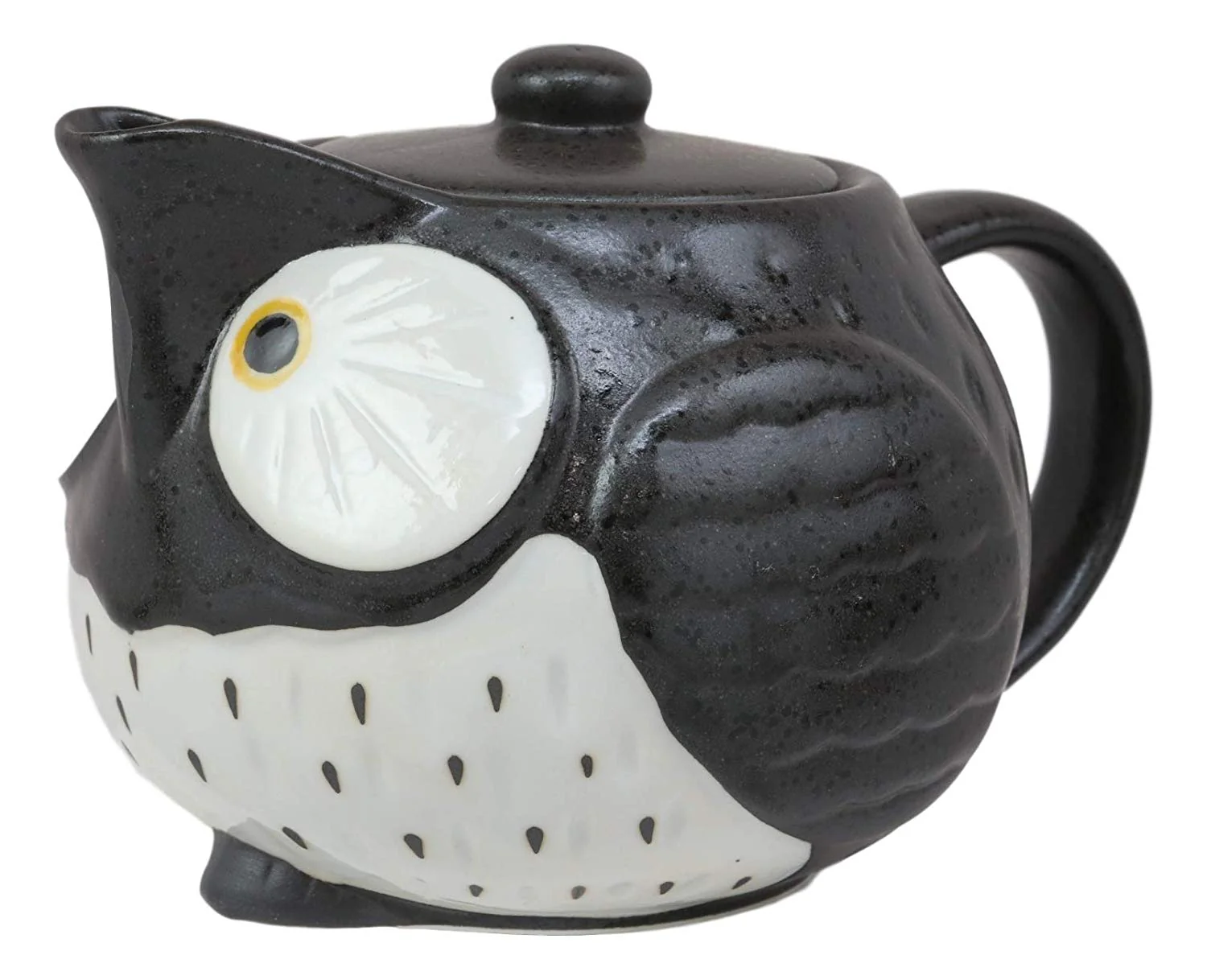 Ebros Whimsical Black Fat Spotted Owl Ceramic 16oz Tea Pot With 2 Cups Set Owls Decor - Image 8
