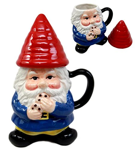 Ebros Mr Gnome Eating Cookie Lidded Ceramic Mug Coffee Cup Home Kitchen Decor - Image 2