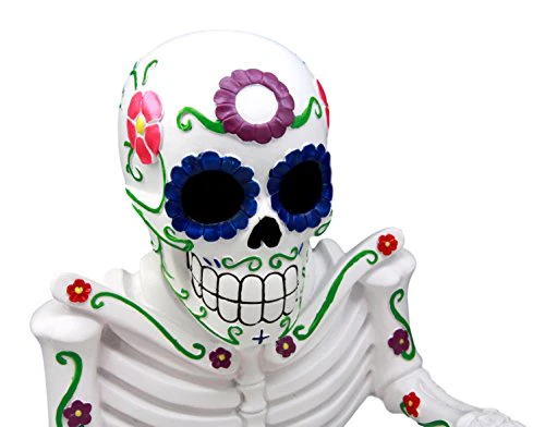 Ebros Gift White Day Of The Dead Sugar Skull Floral Skeleton Toilet Paper Holder Bathroom Wall Decoration Figurine - Image 6