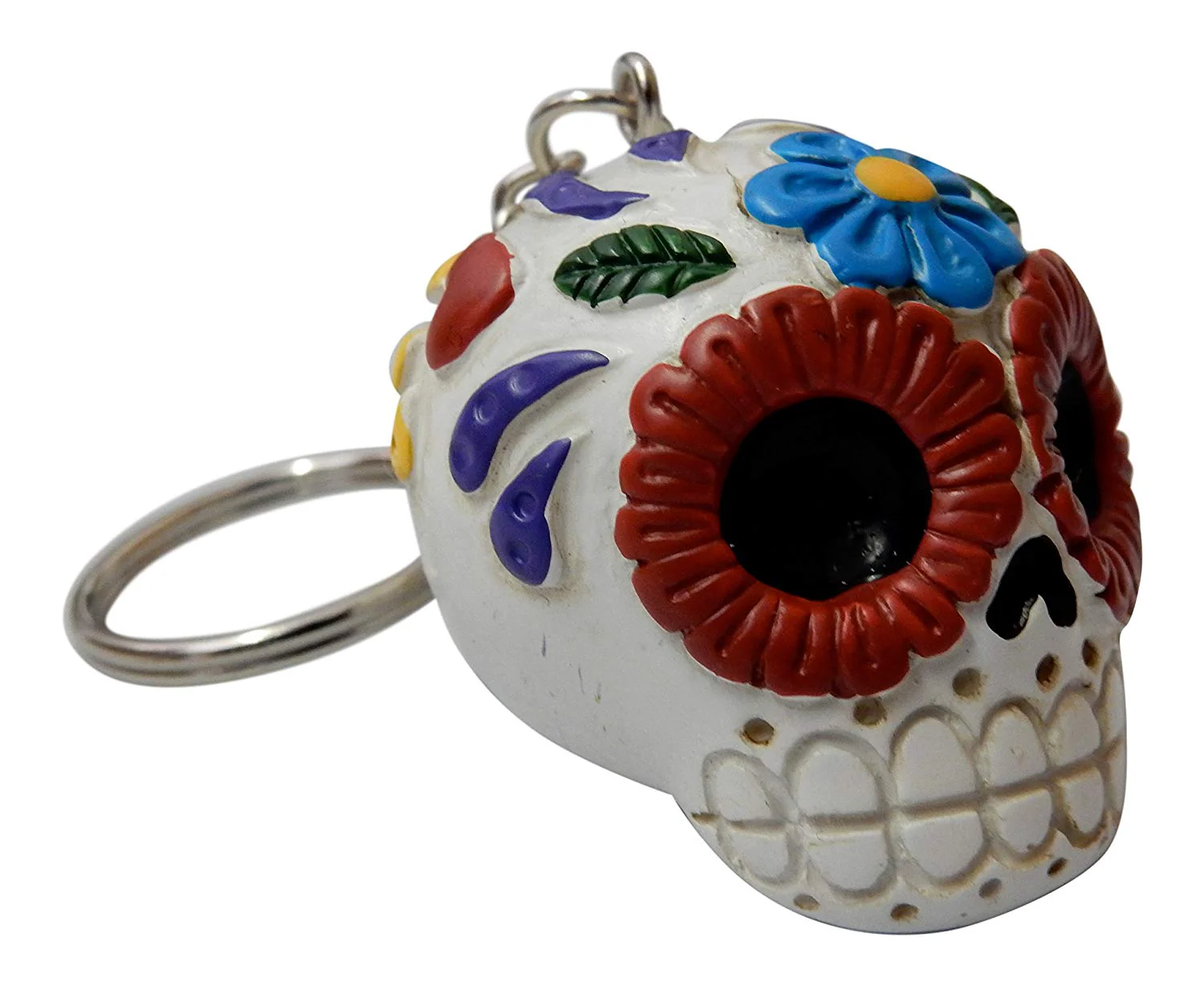 Ebros Gift White Sugar Skull Key Chain Set of 12 Pcs Day of The Dead Collectible - Image 3