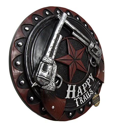 Ebros Gift Wild Western Dual Revolver Six Shooter Gun Happy Trails Wall Plaque Decor Figurine 11.75"D - Image 2