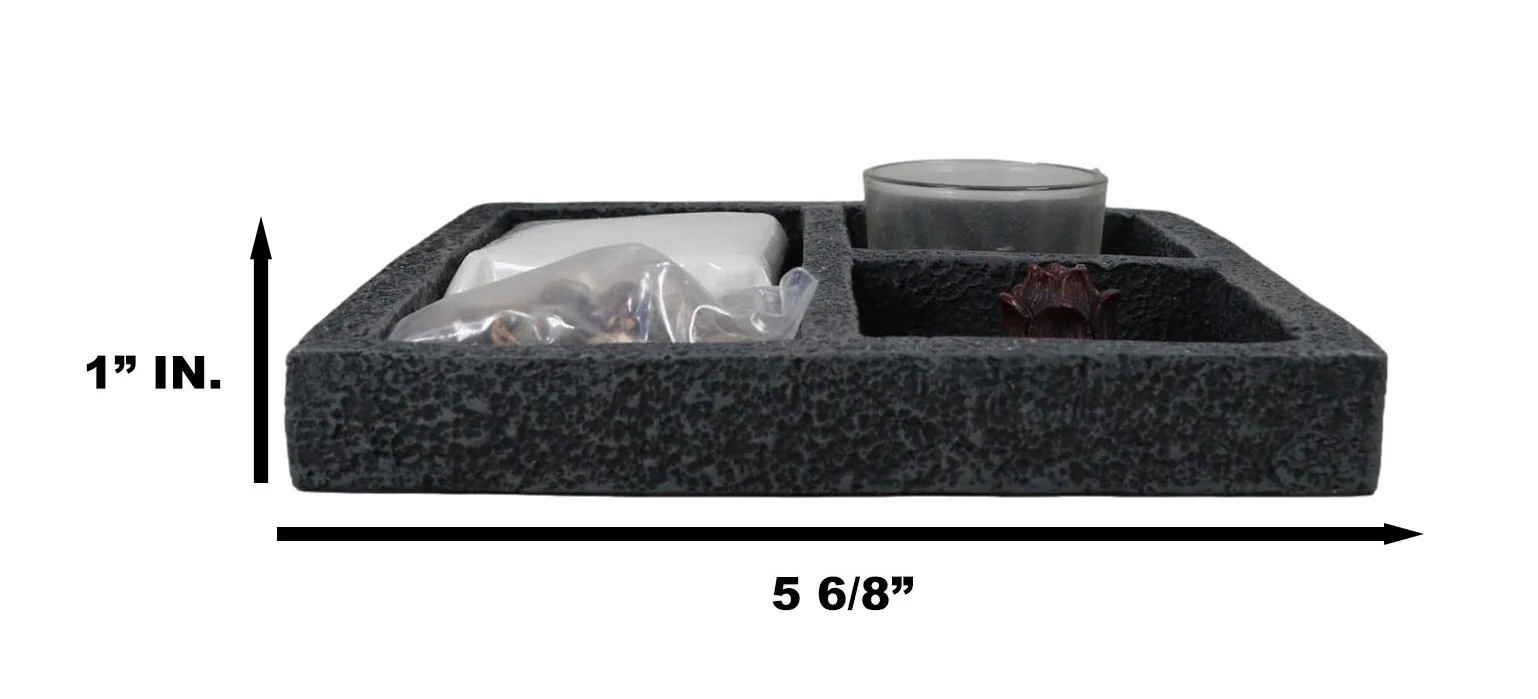 Square Buddha Zen Garden Set Lotus Incense And Candle Holder Meditation Kit - Image 3