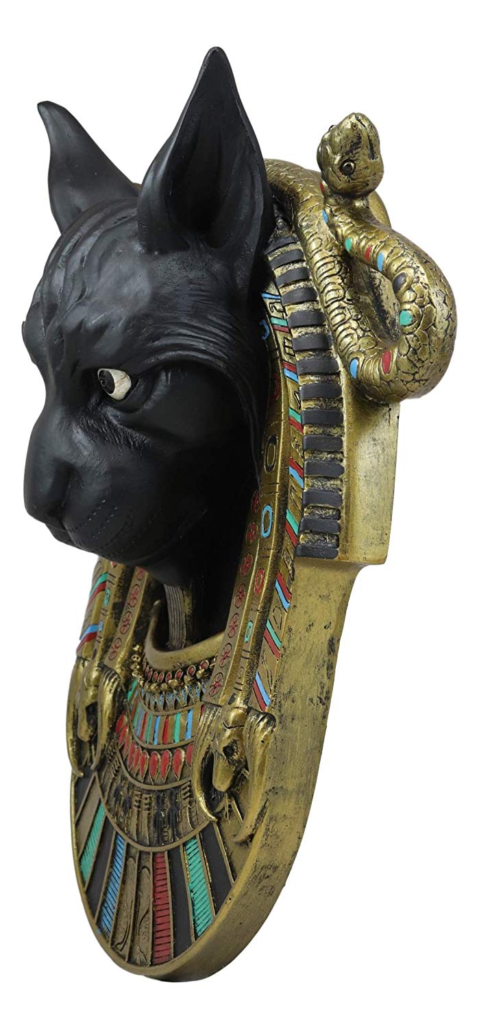 Ebros Gods and Goddesses of Egypt Bastet Cat Deity with Two Uraeus Cobras Wall Decor Sculpture Figurine 12" Tall Ubasti Egyptian Patron of Protection Health and Sensual Pleasure Home Decor Statue - Image 2