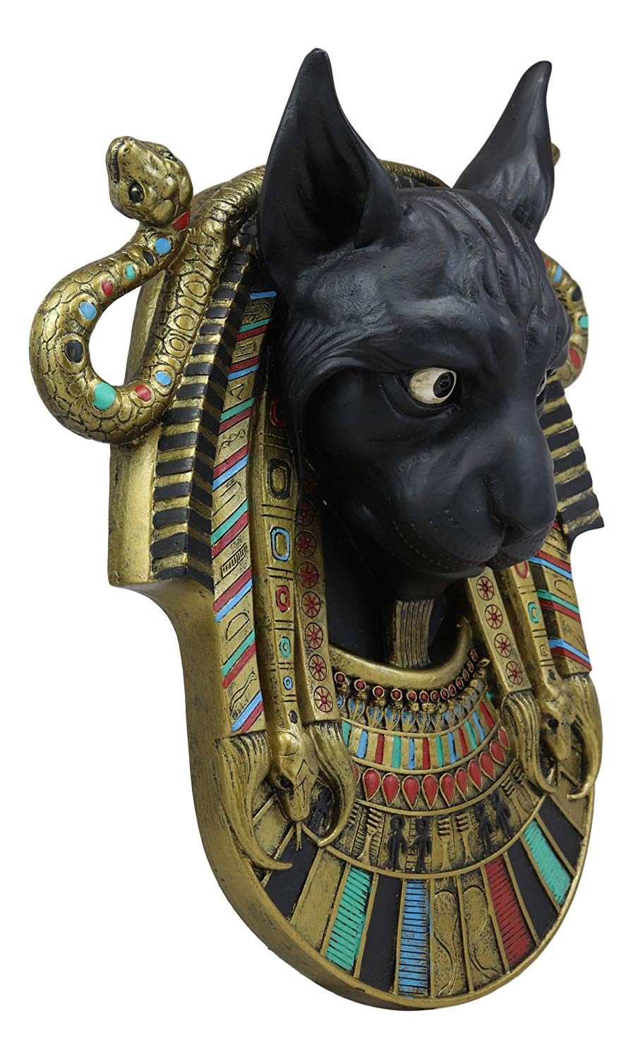 Ebros Gods and Goddesses of Egypt Bastet Cat Deity with Two Uraeus Cobras Wall Decor Sculpture Figurine 12" Tall Ubasti Egyptian Patron of Protection Health and Sensual Pleasure Home Decor Statue - Image 4