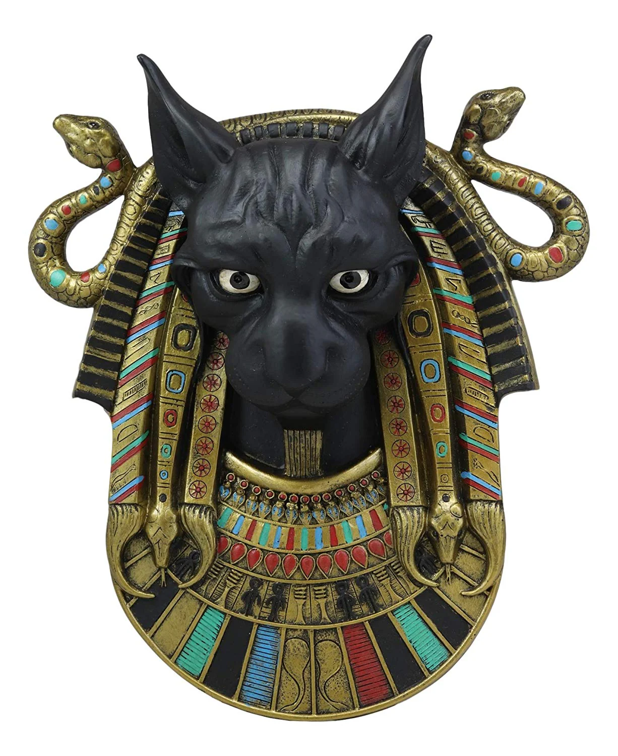 Ebros Gods and Goddesses of Egypt Bastet Cat Deity with Two Uraeus Cobras Wall Decor Sculpture Figurine 12" Tall Ubasti Egyptian Patron of Protection Health and Sensual Pleasure Home Decor Statue - Image 6