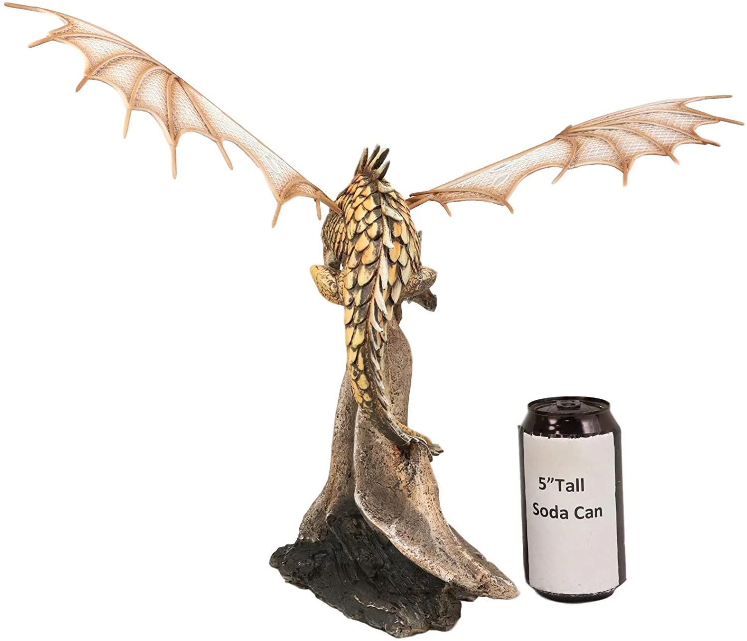 Ebros Gold Color Desert Pterosaur Dinosaur Dragon Perching On Rock Statue 14.5"H - Image 2