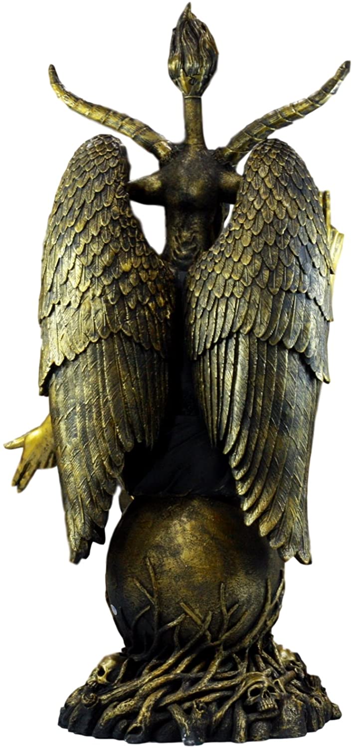 Large Gold Tone 3 Feet Oversized Sabbatic Goat Baphomet Statue - Image 2