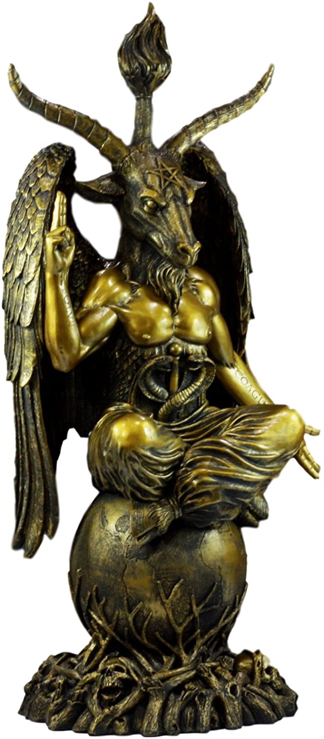 Large Gold Tone 3 Feet Oversized Sabbatic Goat Baphomet Statue - Image 3