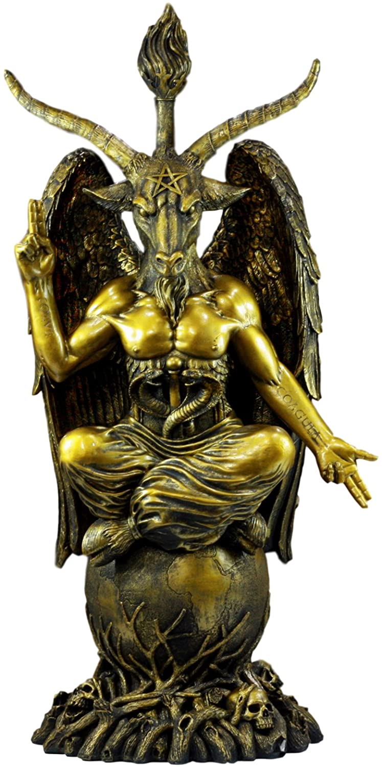 Large Gold Tone 3 Feet Oversized Sabbatic Goat Baphomet Statue - Image 4