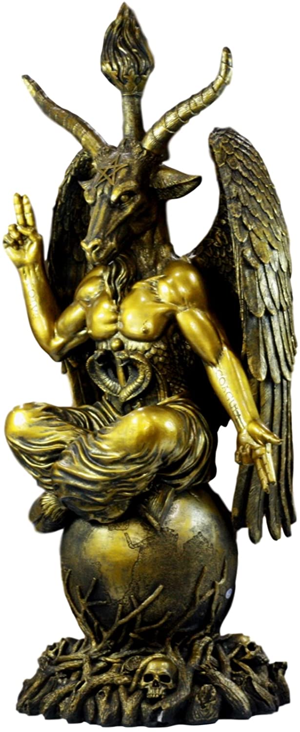 Large Gold Tone 3 Feet Oversized Sabbatic Goat Baphomet Statue - Image 6