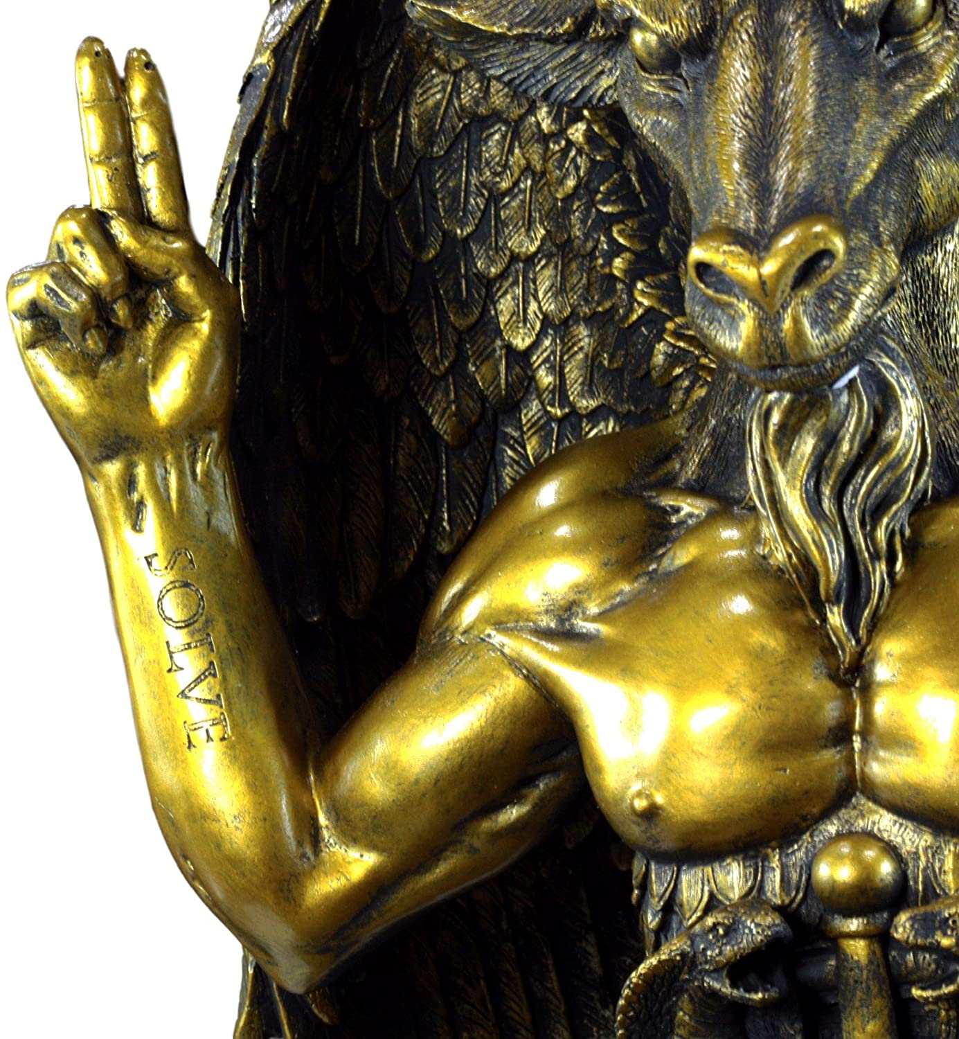 Large Gold Tone 3 Feet Oversized Sabbatic Goat Baphomet Statue - Image 8