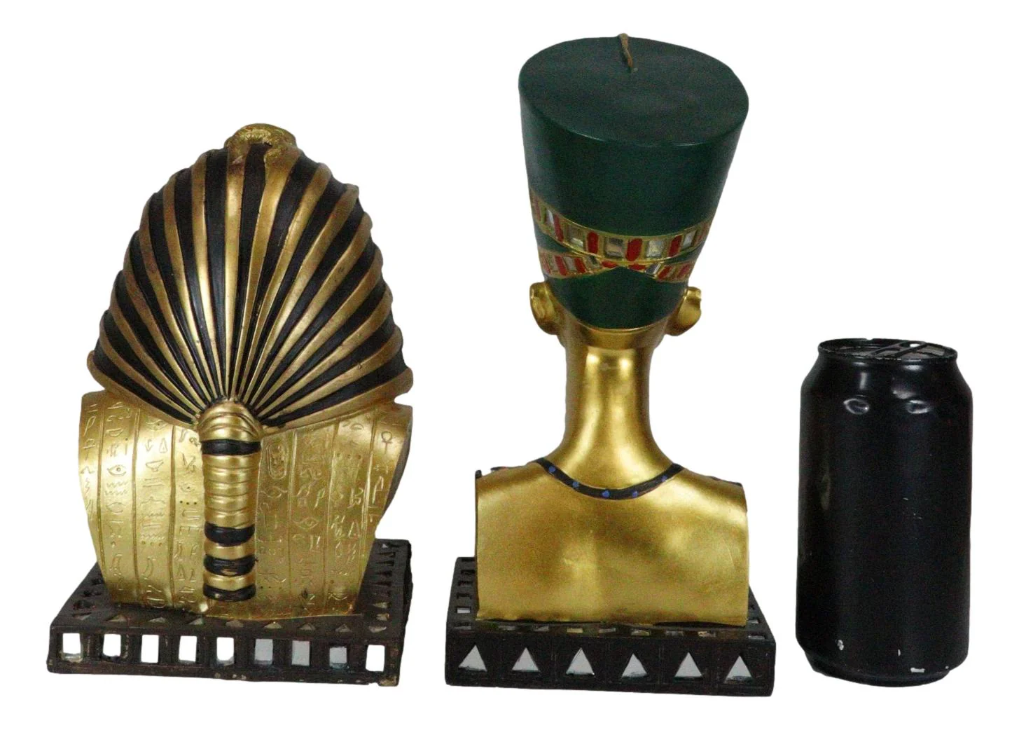Ebros Golden Mask of Egypt Pharaoh King TUT and Queen Nefertiti Statue Set of 2 - Image 7