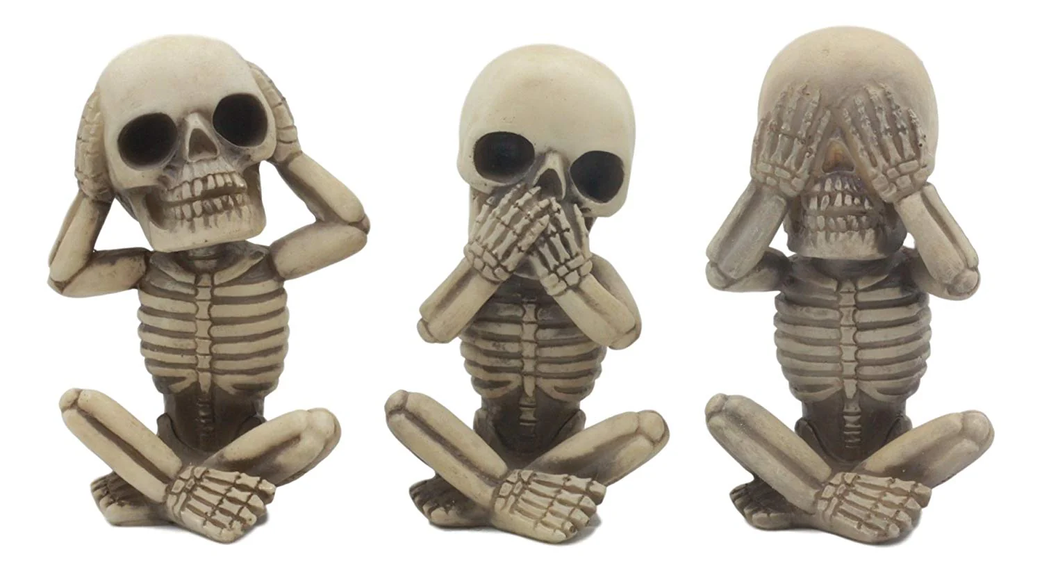 Ebros Gothic Whimsical See Hear Speak No Evil Baby Skeletons Statue Set Of 3 - Image 3